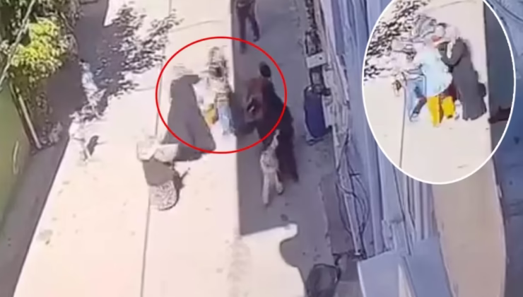 3 kadın, kucağında çocuğu ile yürüyen anneyi tekme tokat darbetti