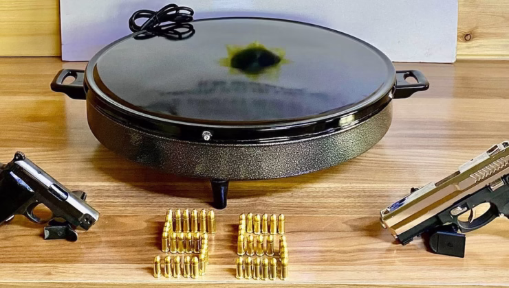 Elektrikli ocak içine gizlenmiş silah ele geçirildi