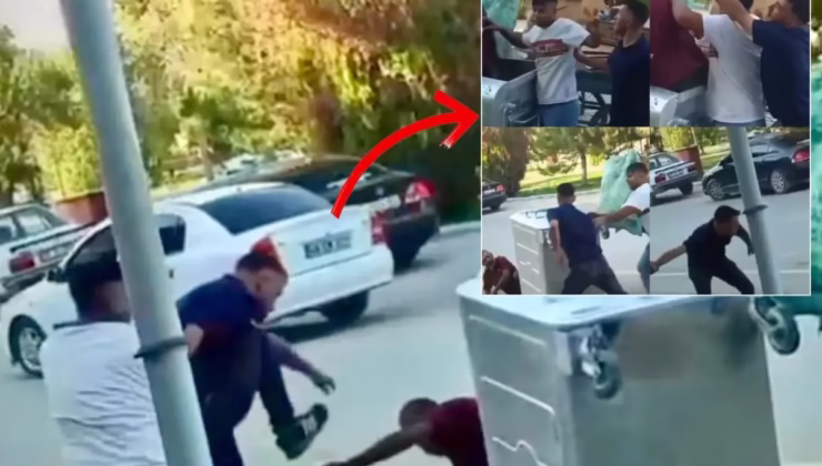 Vicdanları yaralayan görüntü: Babası yaşındaki kağıt toplayıcısını tekme tokat dövdü