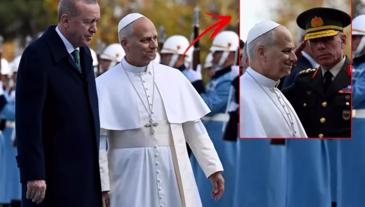 Cumhurbaşkanı Erdoğan, Papa 14. Leo’yu resmi törenle karşıladı! Askeri böyle selamladı